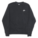 NIKE Mens Black Crew Neck XS Cotton Blend Sweatshirt Embroidered Logo