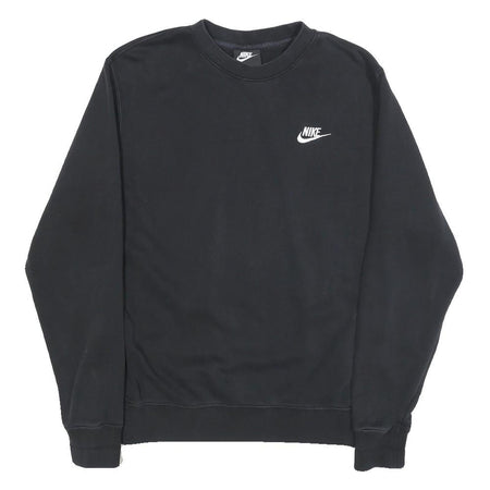 NIKE Mens Black Crew Neck XS Cotton Blend Sweatshirt Embroidered Logo