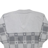 Mens Grey Patterned Wool Blend Jumper V-Neck Basic Knit M Stylish Comfortable