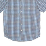 CHAPS Mens Blue & Black Check Shirt M Button Down Collar Short Sleeve Cotton