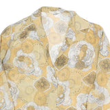 MULIN Womens Beige White Printed Shirt Long Sleeve Collar M Cotton Blend Casual