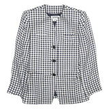 KASPER Womens Black & White Checked Button Jacket M Viscose Classic Elegant