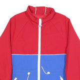 Womens Red & Blue Polyester Blend Zip Jacket S Colourblock Casual Lightweight