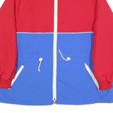 Womens Red & Blue Polyester Blend Zip Jacket S Colourblock Casual Lightweight