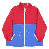 Womens Red & Blue Polyester Blend Zip Jacket S Colourblock Casual Lightweight