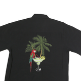 PARADISE KEY Mens Black Cotton Shirt M Margarita Lounge Embroidered