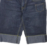 PINK Womens Shorts Blue Denim Casual L W30 Stylish Cuffed Hem Pockets