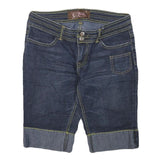PINK Womens Shorts Blue Denim Casual L W30 Stylish Cuffed Hem Pockets