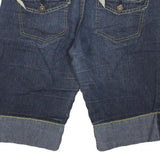 PINK Womens Shorts Blue Denim Casual L W30 Stylish Cuffed Hem Pockets