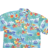 BLUE GENERATION Mens Blue Hawaiian Shirt S Cotton Blend Tropical Beach Print