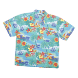 BLUE GENERATION Mens Blue Hawaiian Shirt S Cotton Blend Tropical Beach Print