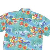 BLUE GENERATION Mens Blue Hawaiian Shirt S Cotton Blend Tropical Beach Print