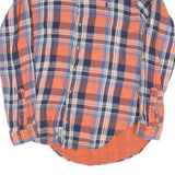 RALPH LAUREN Mens Orange & Blue Check Shirt M Cotton Blend Casual Classic Fit