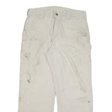 CARHARTT Mens Beige Cotton Blend Relaxed Straight Trousers W34 L29 Workwear