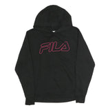 FILA Womens Black Hoodie S Cotton Pullover Sweatshirt Logo Print