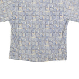 VIA VENTO Mens Blue & Beige Pattern Cotton Shirt XL Relaxed Fit Summer Casual