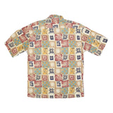 CAMPIA Mens Beige Patterned Shirt M Short Sleeve Casual Relaxed Fit