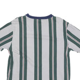 GUESS Mens Grey & Green Striped T-Shirt S Short Sleeve Crew Neck Cotton Blend