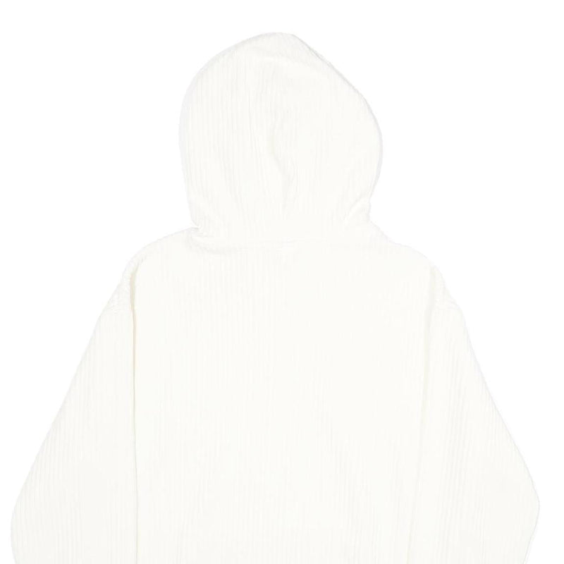 H&M Mens White Corduroy Hoodie M Casual Pullover Drawstring Hooded Sweatshirt