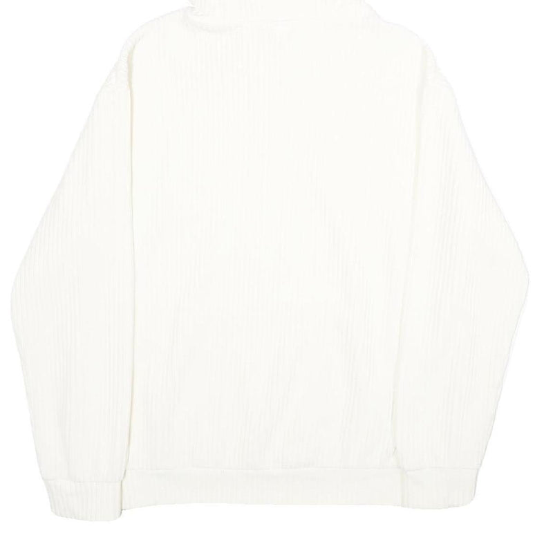 H&M Mens White Corduroy Hoodie M Casual Pullover Drawstring Hooded Sweatshirt