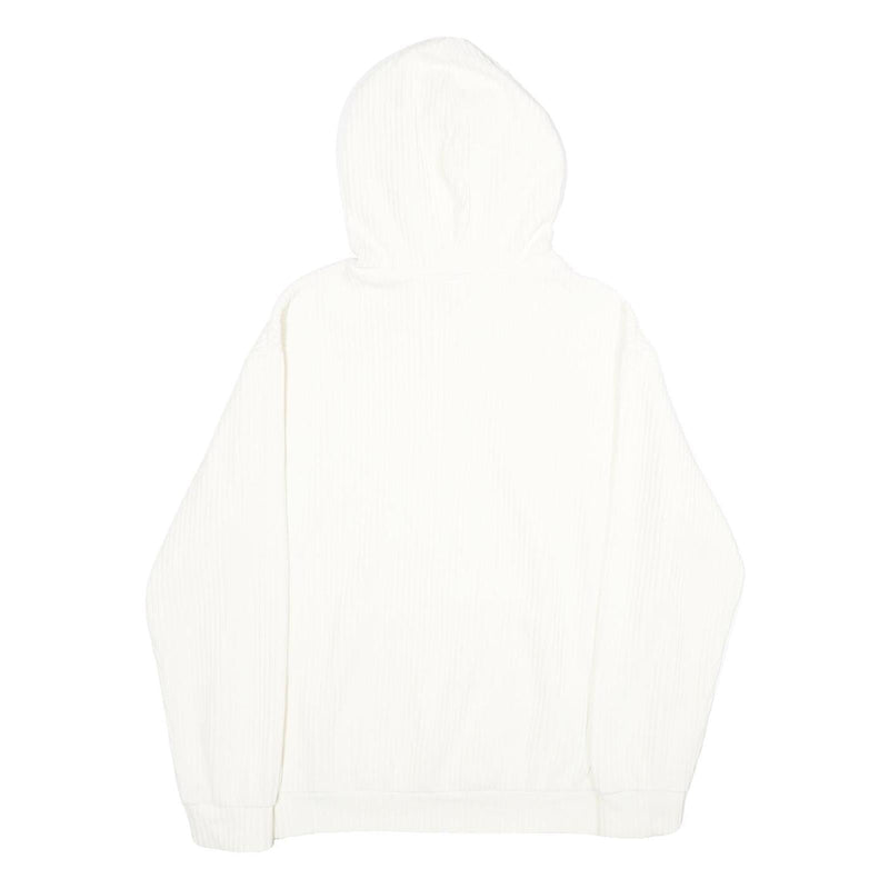 H&M Mens White Corduroy Hoodie M Casual Pullover Drawstring Hooded Sweatshirt