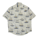 Nautica Short Sleeve Shirt - Large Blue Cotton