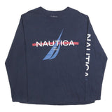 NAUTICA Mens Navy Blue Logo Print Long Sleeve Crew Neck XL Casual Cotton Blend