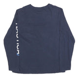 NAUTICA Mens Navy Blue Logo Print Long Sleeve Crew Neck XL Casual Cotton Blend