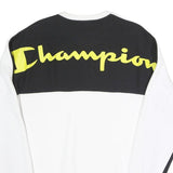 CHAMPION Mens White & Black Logo Crew Neck Sweatshirt S Cotton Blend Pullover