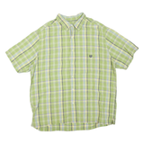 CHAPS Mens Green Check Shirt XL Cotton Blend Button Collar Short Sleeve Casual