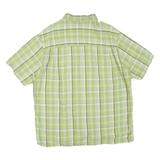 CHAPS Mens Green Check Shirt XL Cotton Blend Button Collar Short Sleeve Casual