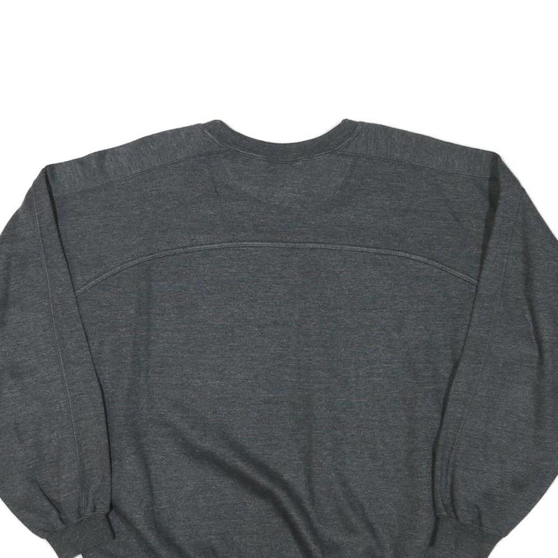 THE BEST Mens Grey Sweatshirt S Cartoon Print Cotton Blend Crew Neck Long Sleeve