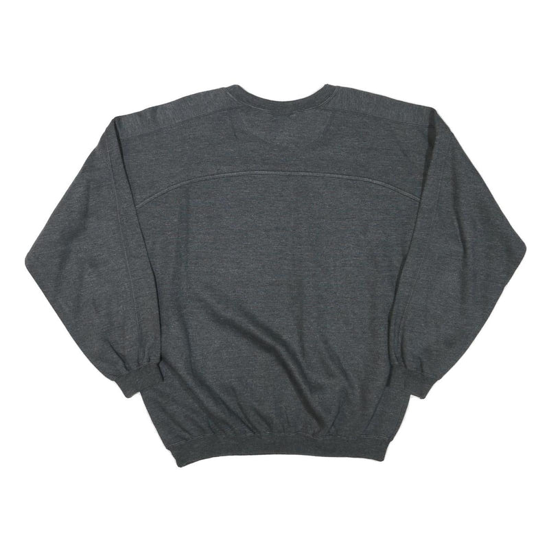 THE BEST Mens Grey Sweatshirt S Cartoon Print Cotton Blend Crew Neck Long Sleeve