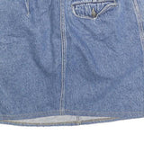 LIZ WEAR Womens Blue Denim Mini Cotton Plain Skirt Size S Button Closure