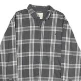 WEATHERPROOF Mens Grey & White Check Shirt L Cotton Casual Long Sleeve Button