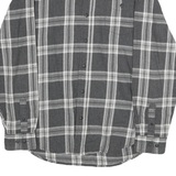 WEATHERPROOF Mens Grey & White Check Shirt L Cotton Casual Long Sleeve Button