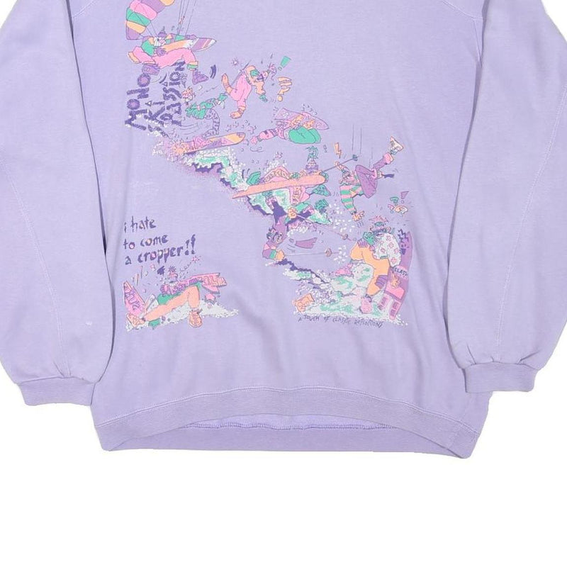 CLASSIC REFLECTIONS Womens Purple Graphic Crew Neck L Cotton Blend Sweatshirt