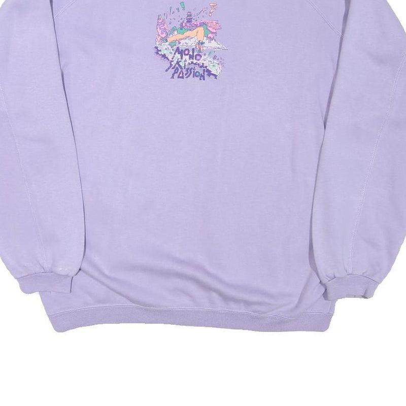 CLASSIC REFLECTIONS Womens Purple Graphic Crew Neck L Cotton Blend Sweatshirt