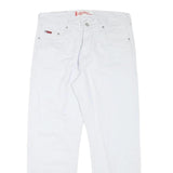 LEE COOPER Mens Cotton Blend White Regular Straight Trousers W33 L28 Zip Closure