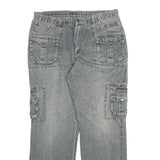 MARZO Mens Relaxed Cargo Denim Jeans Blue W36 L32 Utility Casual Zip