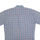 CHAPS Mens Blue Check Shirt L Cotton Casual Short Sleeve Button Down