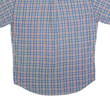 CHAPS Mens Blue Check Shirt L Cotton Casual Short Sleeve Button Down