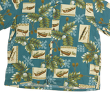 ISLAND RESERVE Mens Blue & Cream Hawaiian Shirt 2XL Cotton Relaxed Fit Summer