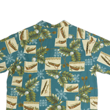 ISLAND RESERVE Mens Blue & Cream Hawaiian Shirt 2XL Cotton Relaxed Fit Summer