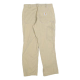 CARHARTT Mens Cotton Blend Beige Relaxed Fit Straight Trousers W32 L30 Workwear