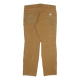 CARHARTT Womens Relaxed Fit Straight Jeans Beige Denim W36 L30 Durable Workwear