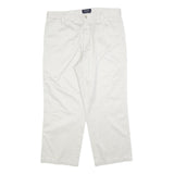 DOCKERS Mens Regular White Cotton Blend Trousers W34 L26 Zip Closure Classic Fit