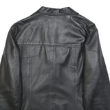 COFI Womens Black Leather Jacket XL Button Plain Stylish Classic Outerwear