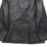 COFI Womens Black Leather Jacket XL Button Plain Stylish Classic Outerwear