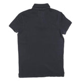 HOLLISTER Mens Black Short Sleeve Plain S Cotton Blend Basic Polo Shirt